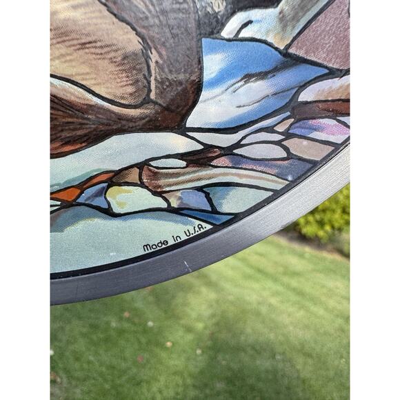 1990 Glassmasters Howling Wolves 8.75” Stained Glass Suncatcher – Made in USA - Picture 6 of 10